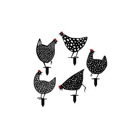 Wallxpert Gartenstecker Huhn 30 cm, 5er Set, Schwarz - FRI-GX47-0027DK