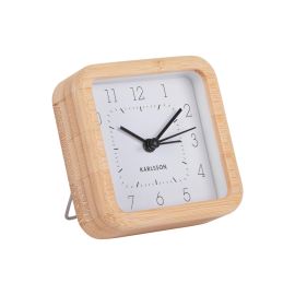 KARLSSON Klassischer Wecker Neat Square Bambus / Weiss - FRI-GX47-0063W7