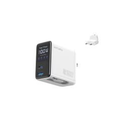 4smarts GaN Flex Screen AI 100W 2 USB-C+1 USB-A Weiss - FRI-GX47-005CST