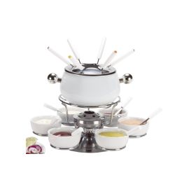 Nouvel Fleischfondue-Set Sarina 21 Teile, Silber/Weiss - FRI-GX47-002DF4