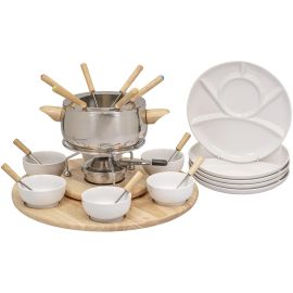Kadastar Fleischfondue-Set Claudia 29 Teile, Braun/Weiss/Edelstahl - FRI-GX47-000F3J