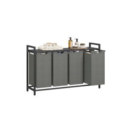 VASAGLE Wäschekorb mit Ablage 4 x 40 l, Grau/Schwarz - FRI-GX47-001KJF