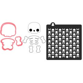 BackshopSchweiz Guetzli-Ausstecher Halloweenserie Skelet und Folie 4-teilig - FRI-GX47-004KY1