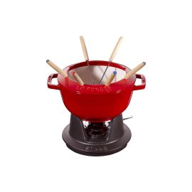 Staub Schokoladenfondue-Set mit 2 Griffen 5 Teile, Kirschrot - FRI-GX47-002R9P