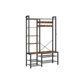 VASAGLE Garderobe mit Schuhregal und Ablage 120 cm x 190 cm, Braun - FRI-GX47-003XPS