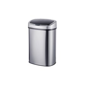 relaxdays Sensorabfalleimer 50 l, Schwarz/Silber - FRI-GX47-006Y3D