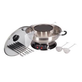 Nouvel Fleischfondue-Set Gourmet Pot 16 Teile, Silber - FRI-GX47-001H34