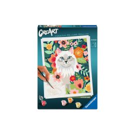 Ravensburger Malen nach Zahlen Set Weisse Katze und Blumen 24 x 30 cm - FRI-GX47-004KMZ