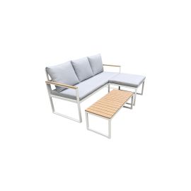 COCON Loungeset Melide, Beige/Grau/Weiss, 3 Sitzplätze - FRI-GX47-0009N3