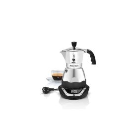 Bialetti Espressokocher Moka Timer 3 Tassen, Schwarz/Silber - FRI-GX47-00172T