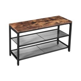 VASAGLE Schuhregal mit 2 Ablagen 30 x 44.5 cm, Schwarz/Braun - FRI-GX47-001N1G