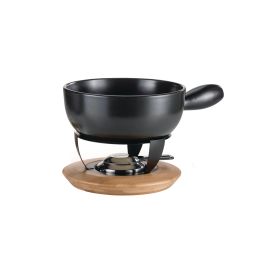 Koenig Käsefondue-Set Bamboo 3 Teile, Schwarz - FRI-GX47-0027BD