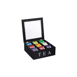 relaxdays Teebeutel-Box 9 Fächer, Schwarz - FRI-GX47-001CE7