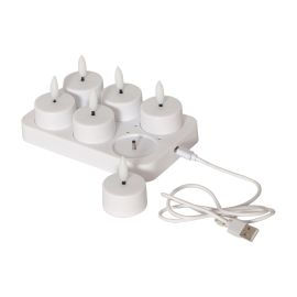Star Trading LED Teelichter Set Flamme Charge 6er, Weiss - FRI-GX47-000VNB