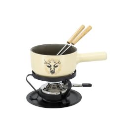 Kadastar Käsefondue-Set Deer E16 5 Teile, Schwarz/Beige - FRI-GX47-0039E4