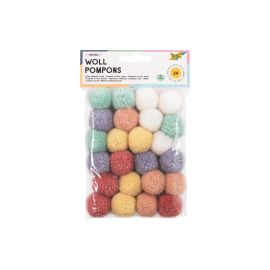 Folia Woll-Pompons PASTELL Woll-Pompons Pastell 24 Stück 3 cm - FRI-GX47-002WHV