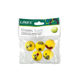 Linex Radiergummi lustige Gesichter 5 Stück, Gelb - FRI-GX47-000G27