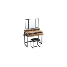 VASAGLE Schminktisch mit Hocker und Spiegel Vintage braun/Schwarz - FRI-GX47-004E1K