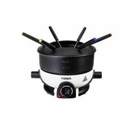 FURBER Fondue-Set Alpy 9 Teile, Schwarz/Weiss - FRI-GX47-001B78