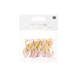 Rico Design Dekoklammer Osterhase 4 Stück, Rosa - FRI-GX47-0002TM