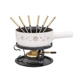 Kadastar Käsefondue-Set Sparkling Wint E22 9 Teile, Schwarz/Weiss - FRI-GX47-002E25