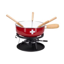 Nouvel Käsefondue-Set CH-Kreuz 9 Teile, Rot/Weiss - FRI-GX47-0046EX