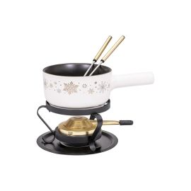Kadastar Käsefondue-Set Sparkling Winter E16 5 Teile, Schwarz/Weiss - FRI-GX47-003Q1J