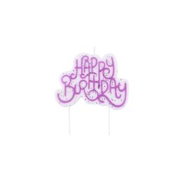 PME Kerze Happy Birthday Rosa/Weiss, 1 Stück - FRI-GX47-001N6J