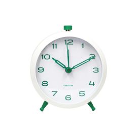 KARLSSON Wecker Button Retro Weiss mit Retro-Grün - FRI-GX47-0028WS