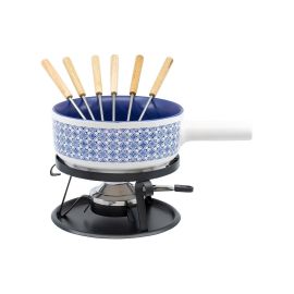 Kadastar Käsefondue-Set Kacheln 9 Teile, Blau/Weiss - FRI-GX47-0020QB