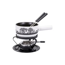 Kadastar Käsefondue-Set Bergchilbi E16 5 Teile, Schwarz/Weiss - FRI-GX47-0002MV