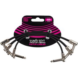 Ernie Ball Patch-Kabel 6221 Flat Ribbon 3er Pack – 0.15 m, Schwarz - FRI-GX47-006H1F