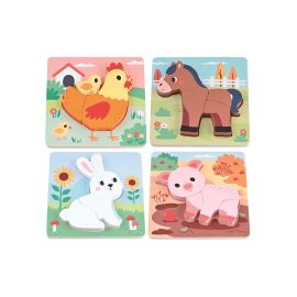 Spielba Holzspielwaren Puzzle-Set mit 4 Tieren - FRI-GX47-004076
