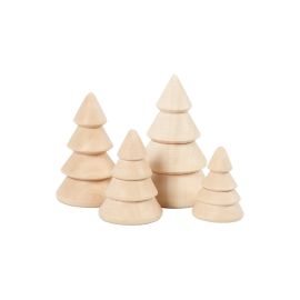 Creativ Company Holzartikel 2.3 + 3 + 3.2 + 4 cm Weihnachtsbäume, 4 Stück - FRI-GX47-0019RE