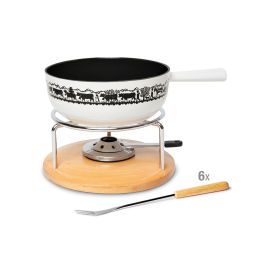 Stöckli Käsefondue-Set Sätnis Classic 8 Teile, Braun/Weiss - FRI-GX47-001EGE
