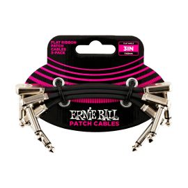 Ernie Ball Patch-Kabel 6220 Flat Ribbon 3er Pack – 0.076 m, Schwarz - FRI-GX47-001WE1