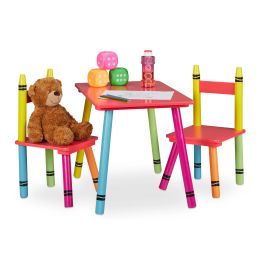 relaxdays Kindersitzgruppe 3-teilig Rot; Grün; Gelb - FRI-GX47-001TWK
