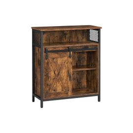 VASAGLE Kommode mit Schiebetür 70 x 80 cm, Schwarz/Braun - FRI-GX47-00345G