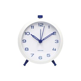 KARLSSON Wecker Button Retro Weiss mit Kobaltblau - FRI-GX47-001PHT
